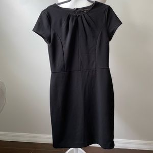Banana Republic Black Pleated-Neck Sheath Dress Petite